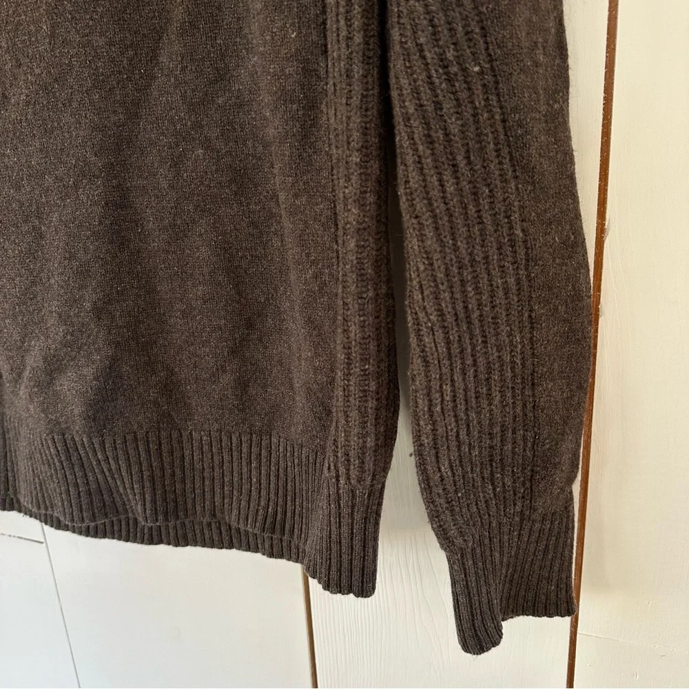 Banana Republic Italian Merino Wool Mock Neck Sweater Brown Medium FLAW